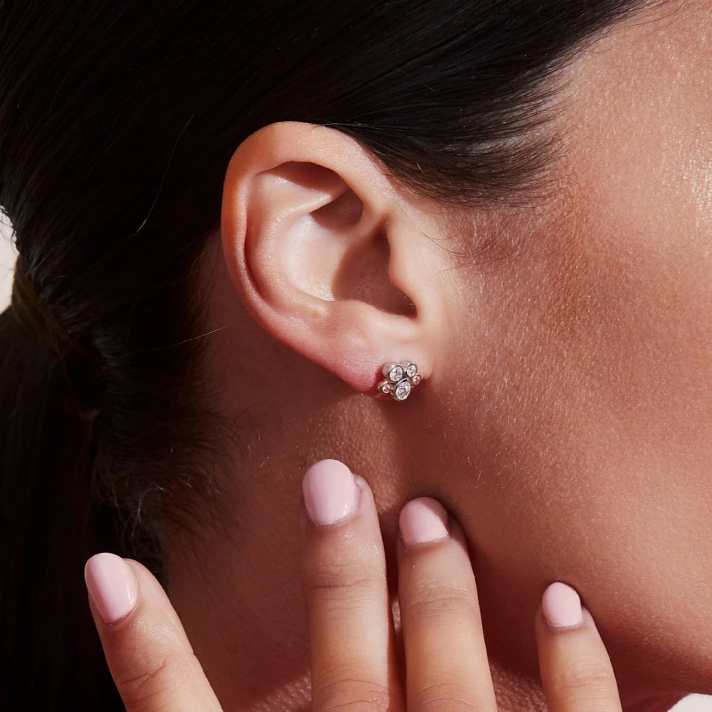 Pink Diamond Bezel Stud Earrings