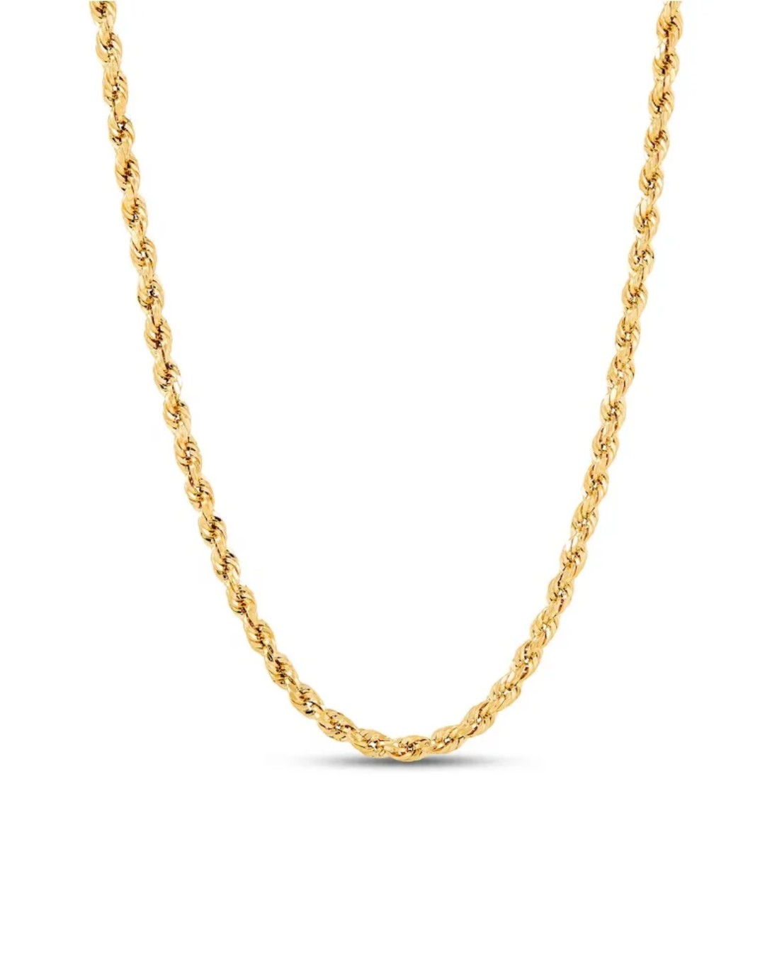 Hollow Rope Necklace in 9ct Yellow, White or Rose Gold
