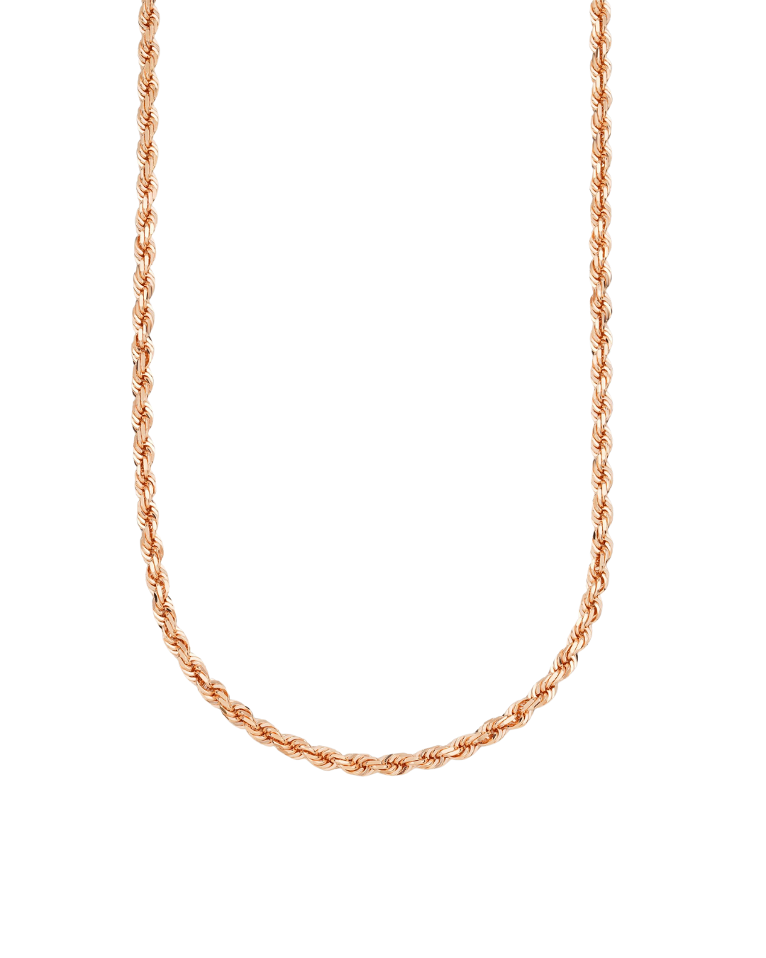Hollow Rope Necklace in 9ct Yellow, White or Rose Gold