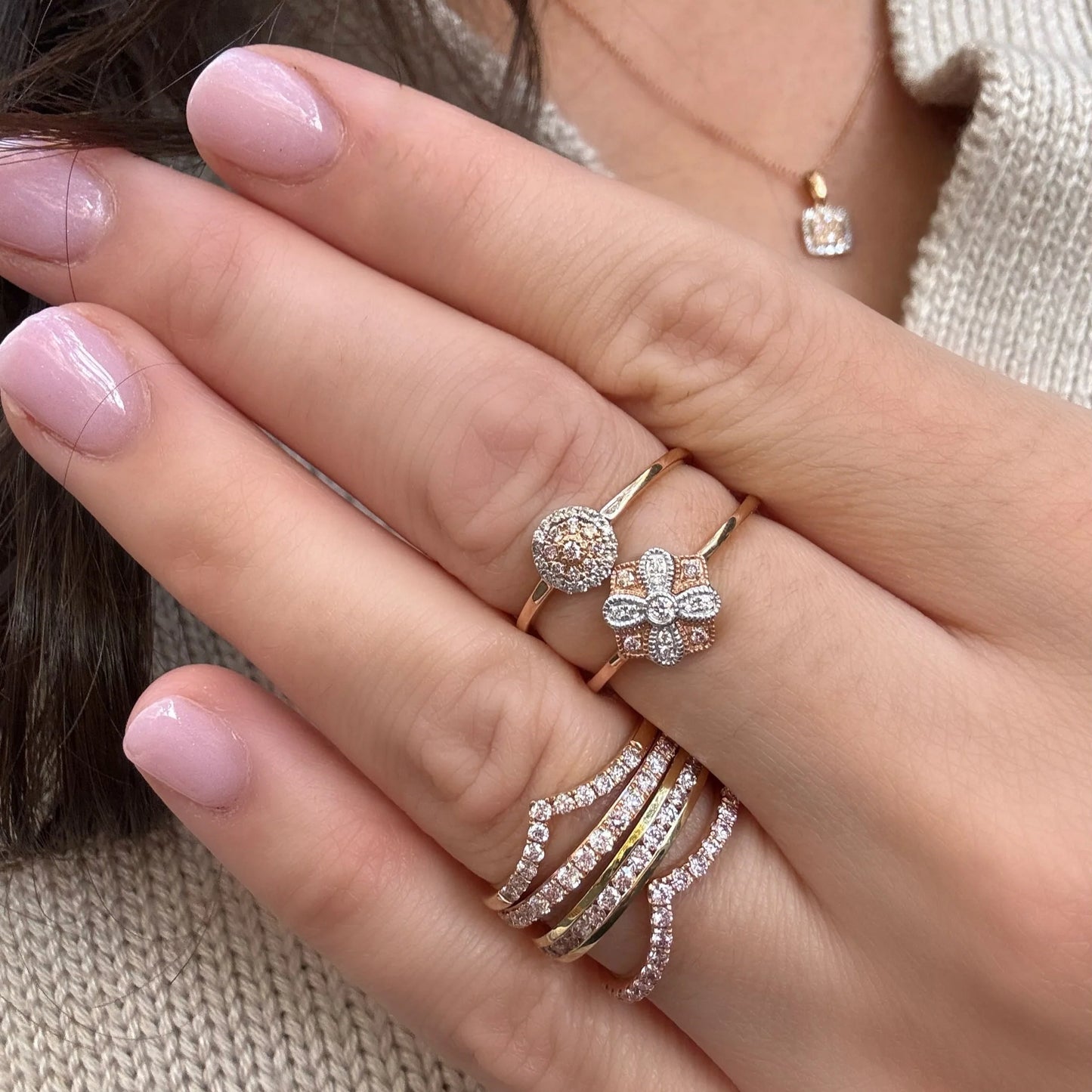 Eminence Pinks Diamond Disc Ring