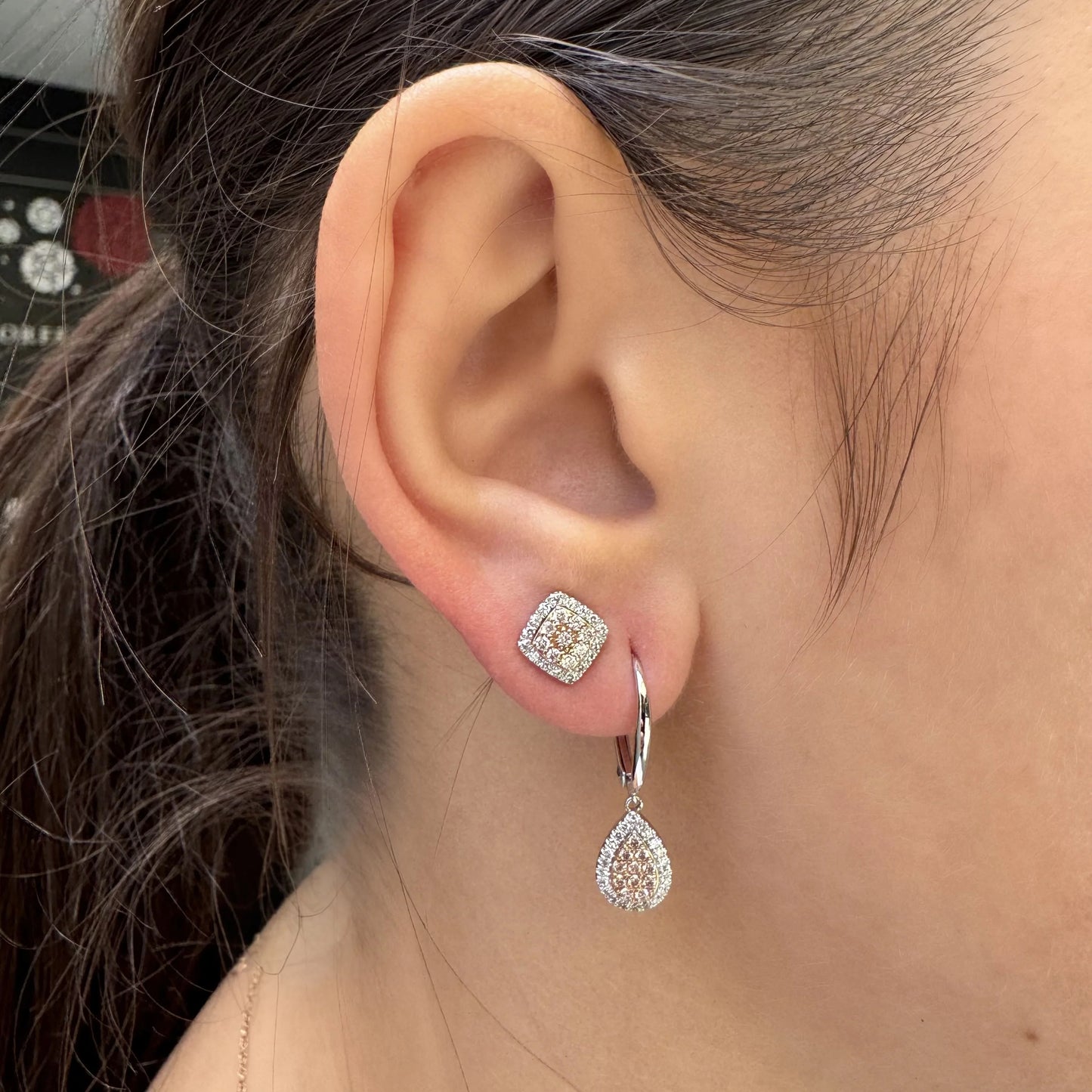 Eminence Pinks Square Earrings