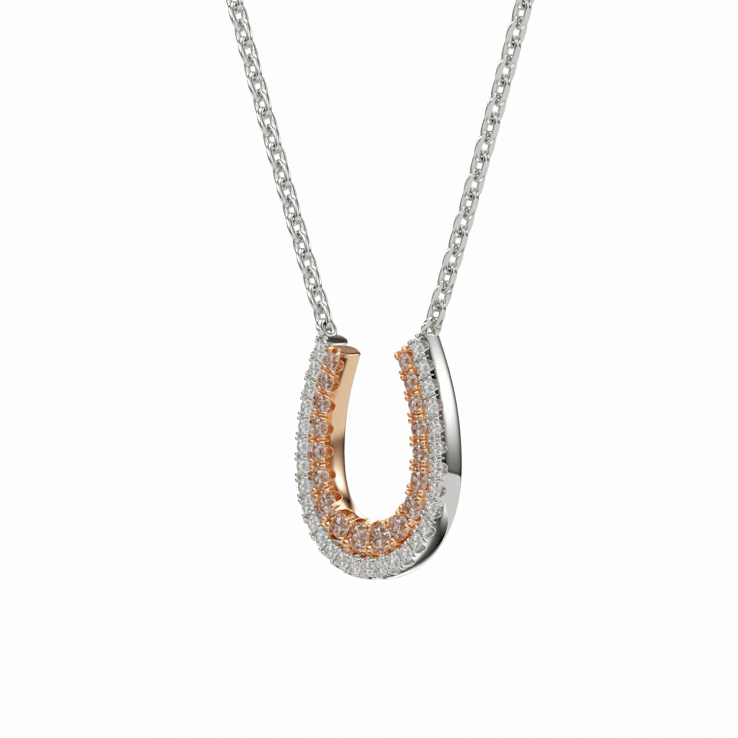 Pink Diamond Horse Shoe Pendant