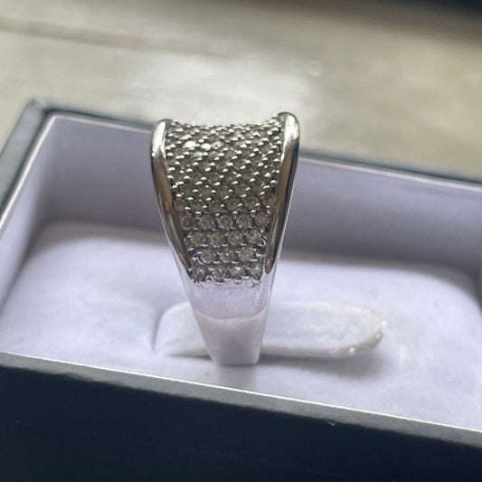 18ct White Gold Pave Diamond Dress Ring I 1ct total