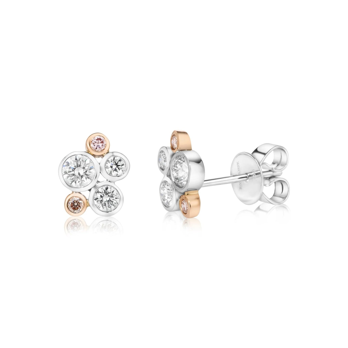 Pink Diamond Bezel Stud Earrings