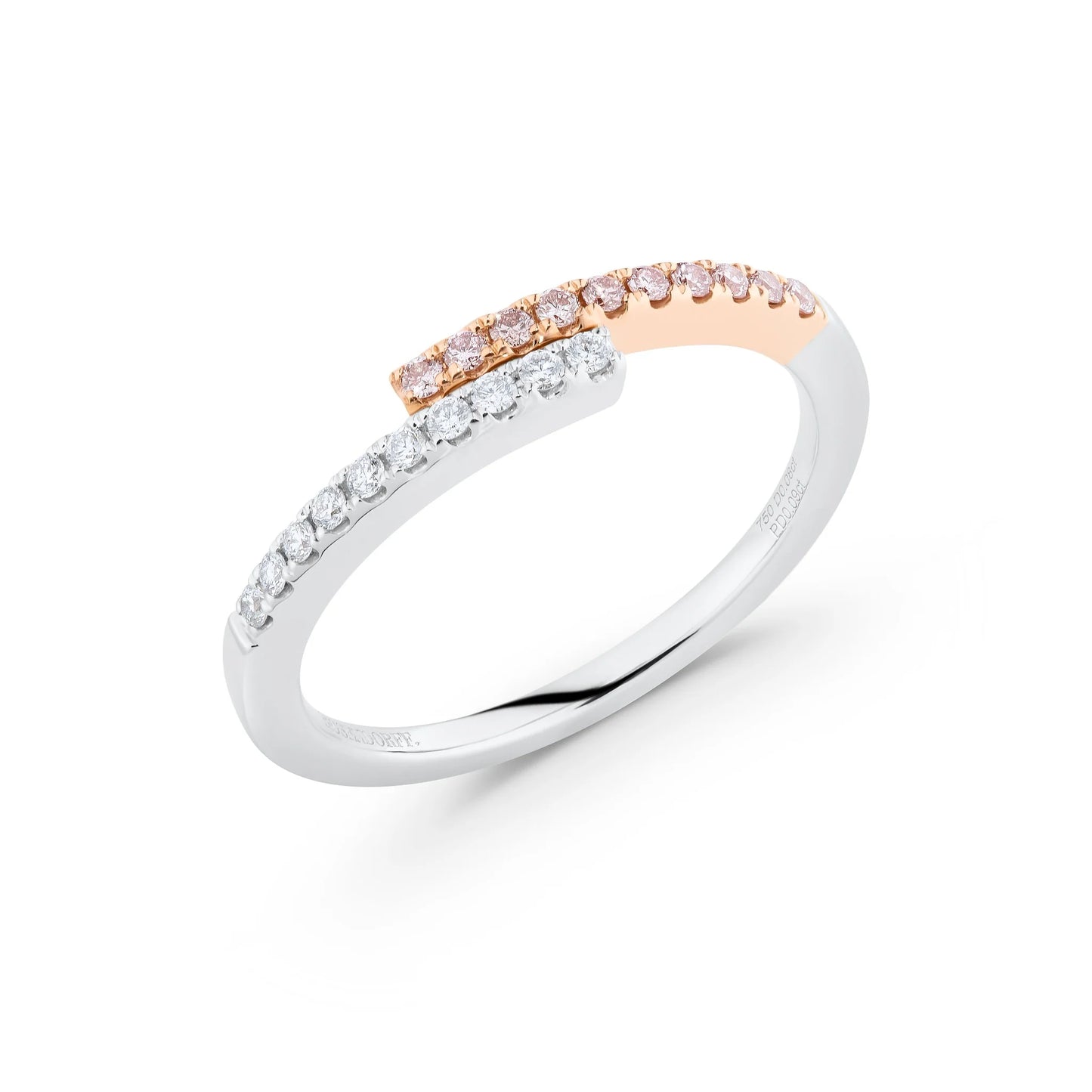 Pink & White Diamond Cross Ring