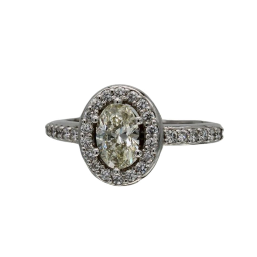 9ct White Gold Moissanite and Diamond Halo Engagement Ring (0.26ct)