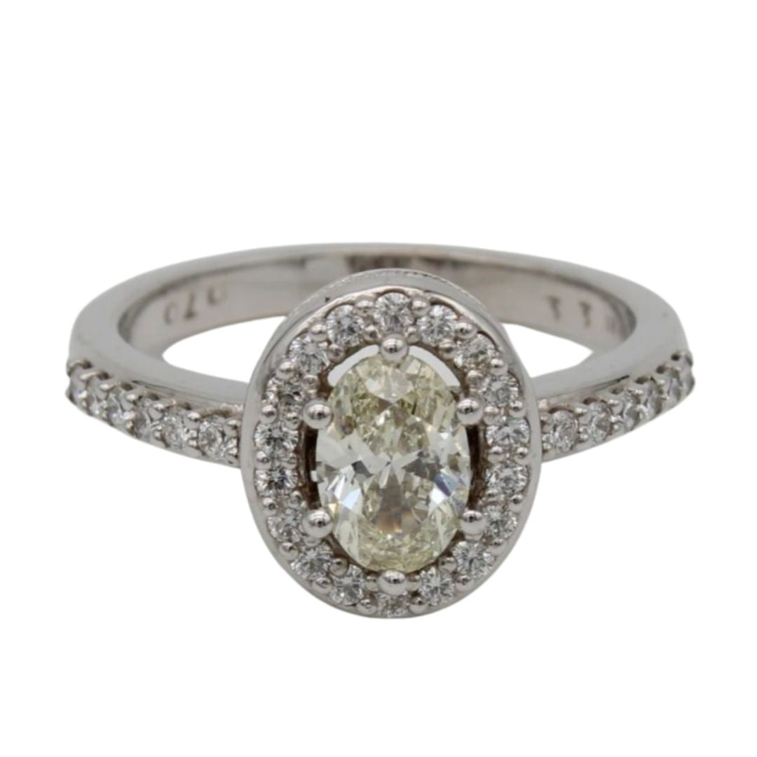 9ct White Gold Moissanite and Diamond Halo Engagement Ring (0.26ct)