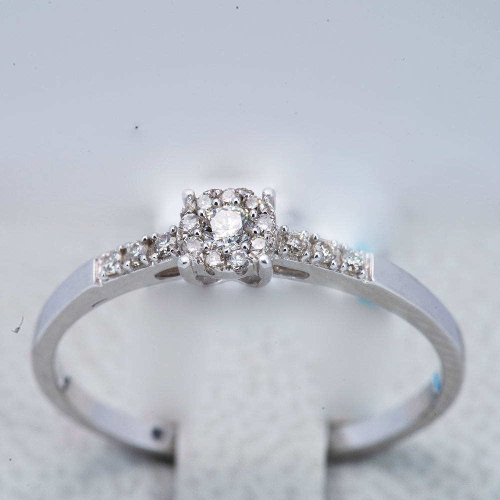 9ct White Gold Cluster Diamond Engagement Ring