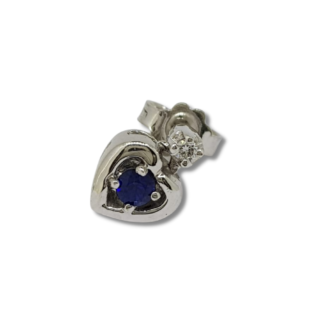9ct White gold Sapphire & diamond heart earrings - 4C00063/A